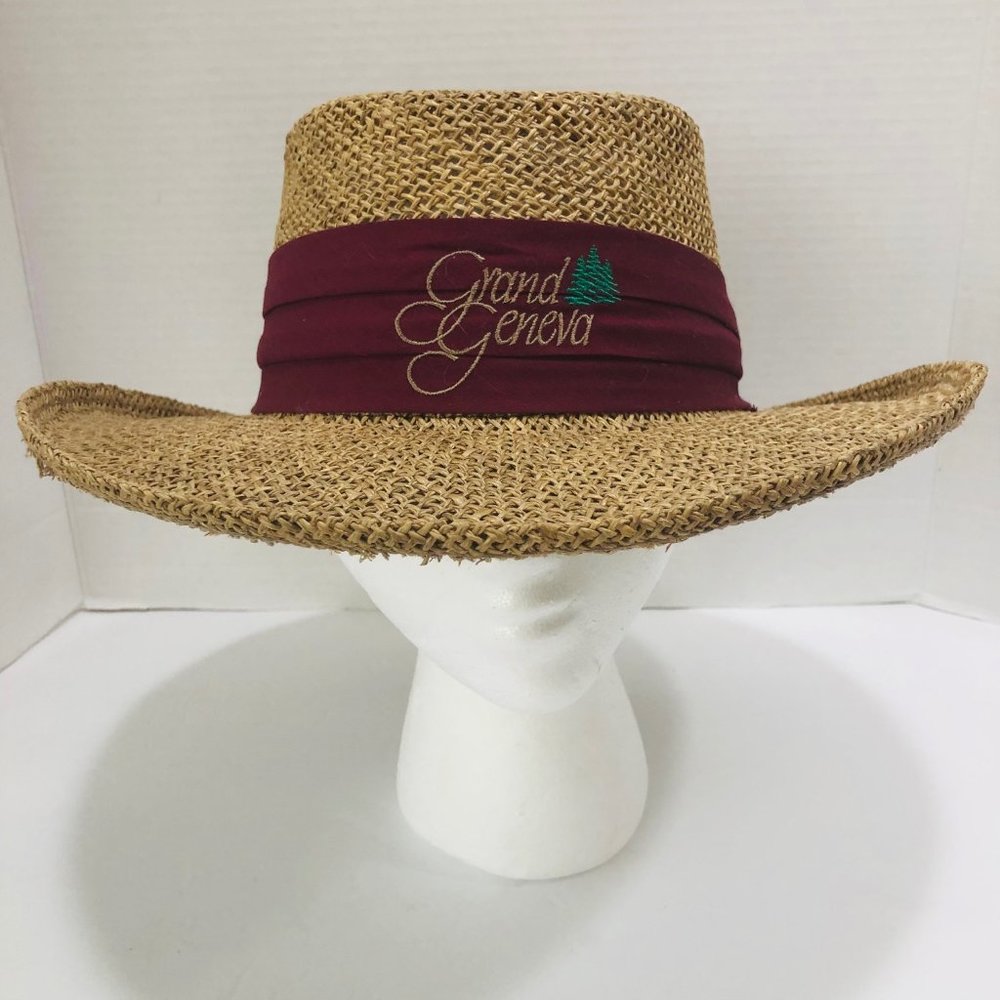 VTG Firethorn GRAND GENEVA Wide Brim Straw Hat L/XL Made‎ In The USA Unisex